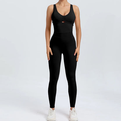 Women Yoga Jumpsuit - Push Up Backless Sportswear, Breathable Quick Dry Activewear