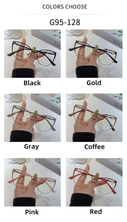 New Brand Design Retro Lady Cat Eye Frame Photochromic Anti Blue Light Computer Hyperopia Women Reading Glasses Degrees 0 to +6
