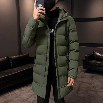 Winter new cotton jacket plus size men's Korean version casual fashion versatile warm cotton jacket medium long style