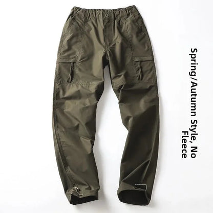 Outdoor Workwear Pants Men's Loose Fleece Lined Thick Soft  Hiking Pants Windproof Waterproof Polyester Fiber Straight Leg