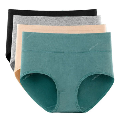 New 4Pcs/Lot High Waist Panties Women Underwear Plus Size Cotton Briefs Girls Shapers Abdominal Underpants Female Sexy Lingeries