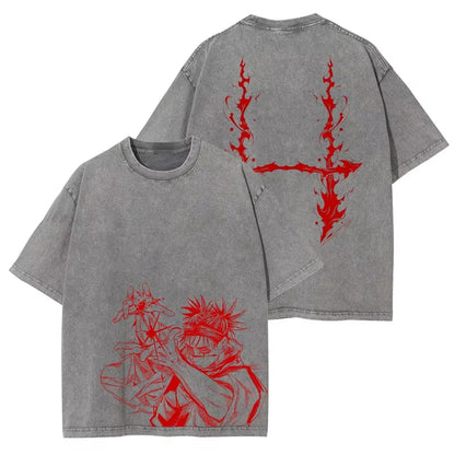 Jujutsu Kaisen T Shirt Men Women Tshirt Gojo Satoru Washed Cotton T-shirt Clothing Summer Short Sleeve Oversized Tees Streetwear