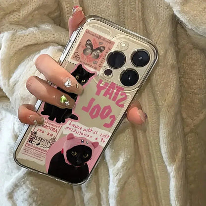 Creative Label Black Cat Transparent Phone Case for Samsung Galaxy S26 S25 Ultra S24 Plus S23 FE S22 A16 A15 A34 A35 A55 Cover