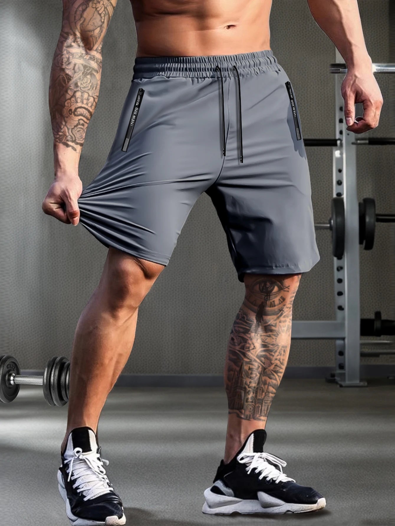 Men's Casual Shorts - Elastic Waist Zipper Pocket Quick Dry Running Shorts for Men
