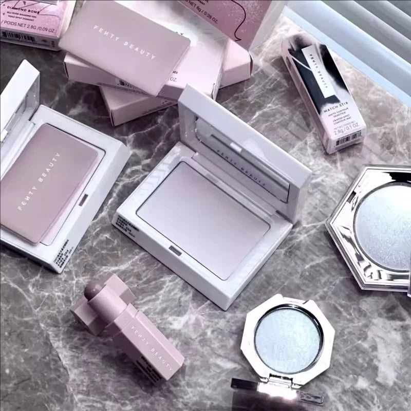 Fenty Beauty Makeup Suit Lip Gloss High Gloss Matt Powder Contour Stick and Setting Loose Powder Lady Lasting Natural Makeup
