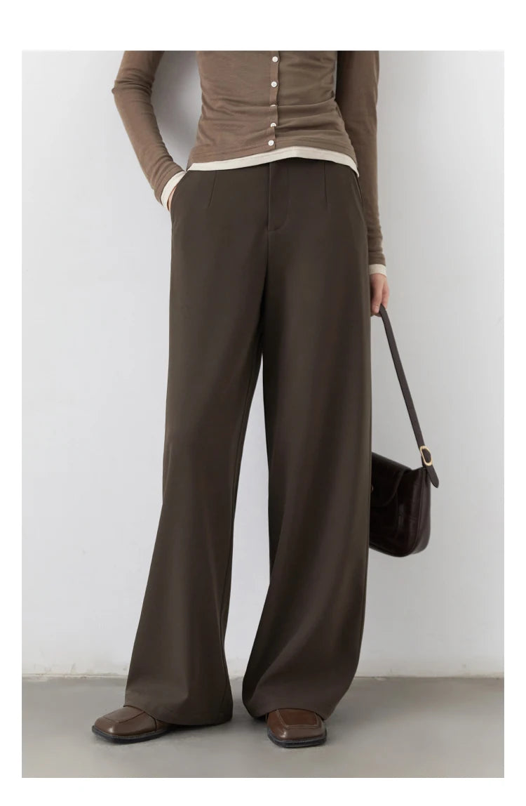 CHIC VEN Women Pants Solid Casual  Slim Straight Leg Suit Wide Leg Ladies Trousers Spring Autumn 2025 Clothing for Woman