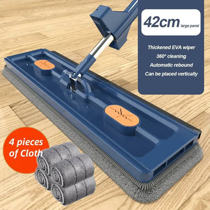 360 Rotating Microfiber Flat Mop - Self-Contained Lazy Floor Cleaner