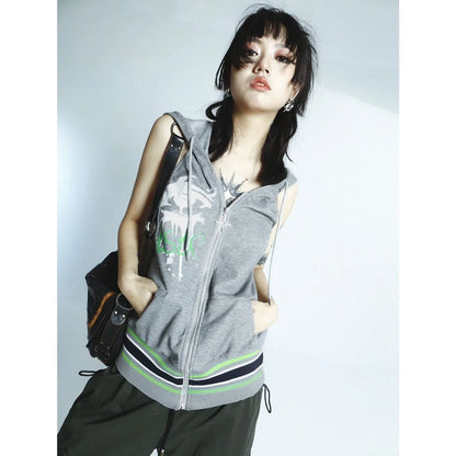 2026 Zebra Print Zip Up Hoodie Women's Clothing Hooded Short Sleeve Sweatshirts Y2k Tops Punk Causal Tees Fashion Summer Hoodies