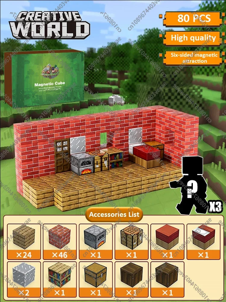 Magnetic Building Blocks - STEM Sensory Toys & Creative Magnet Cube Set for Kids