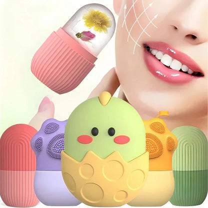 Silicone Ice Face Roller Facial Cube Roller Trays Beauty Lifting Massage Ball Contouring Treatment Reduce Acne Skin Care Tool