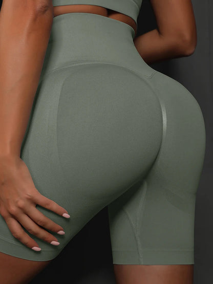 Women Yoga Shorts - High Waist Seamless Gym Push Up Fitness Cycling Workout