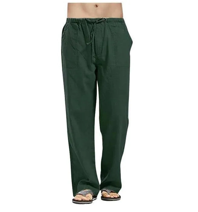 Cotton Linen Harem Pants Men Solid Elastic Waist Streetwear Joggers 2022 New Baggy Drop-crotch Pants Casual Trousers Men Running
