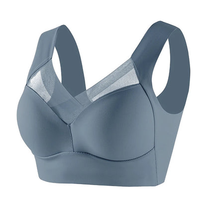 Plus Size Sports Bra - Seamless Wire Free Push Up Brassiere With Wide Straps