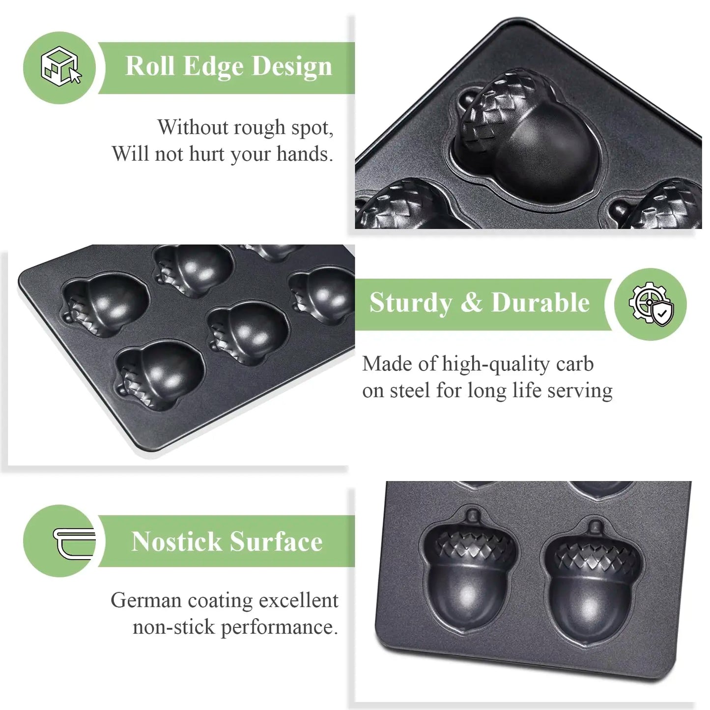 Carbon Steel Cake Pan - 6 Cavity Flower Muffin Mold Non Stick Durable Baking Tray
