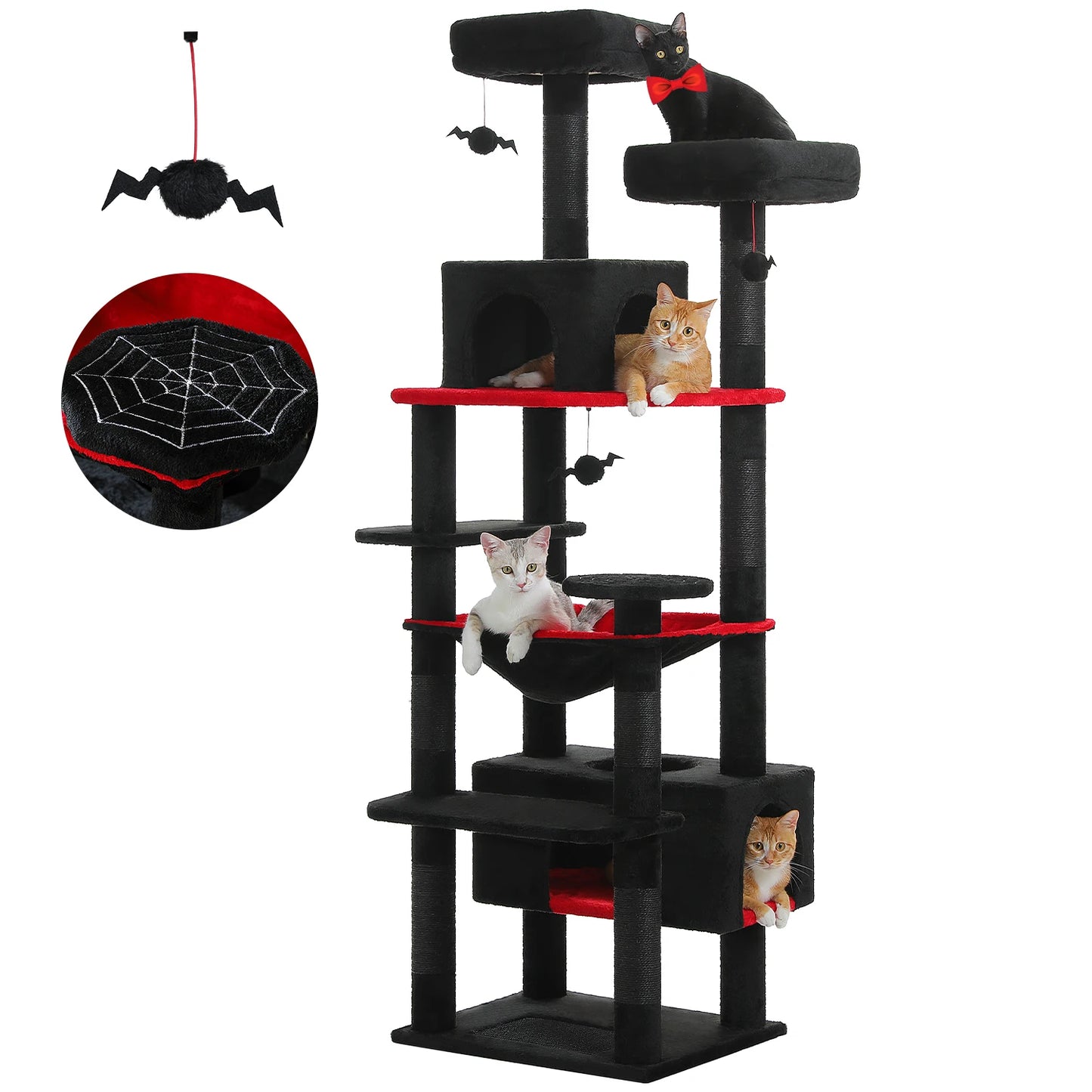 Large Cat Tree - Multi Level Indoor Cat Tower With Sisal Covered Posts & Spacious Condo