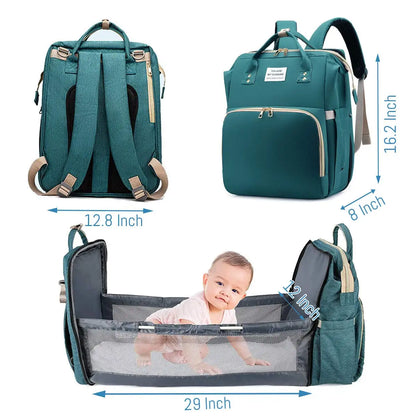 3 In 1 Diaper Bag Backpack Foldable Baby Bed Waterproof Travel Bag with USB Charge Diaper Bag Backpack with Changing Bed 3 types