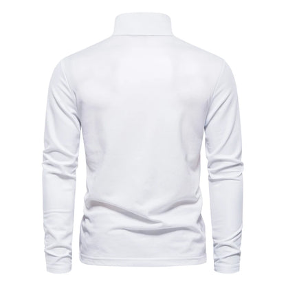 AIOPESON 2023 New Men's Deer Embroidery Polo Shirts Solid Color Long Sleeve Social Business Male