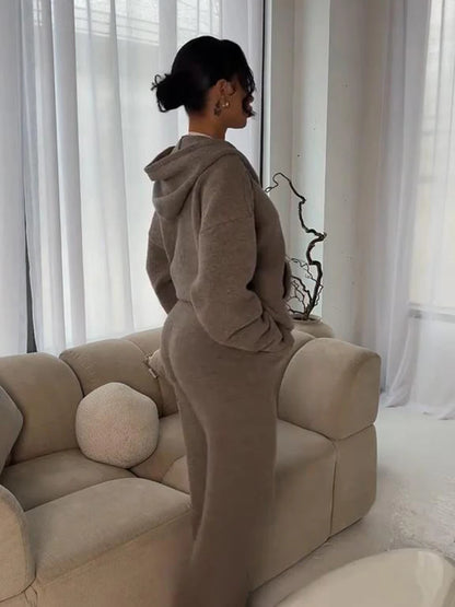 Jacket Tracksuit Two‑piece Set Knit Jacket Clothes Hooded Knit Woman Tracksuit Hooded Knit Coat Pants Trousers Women Clothes