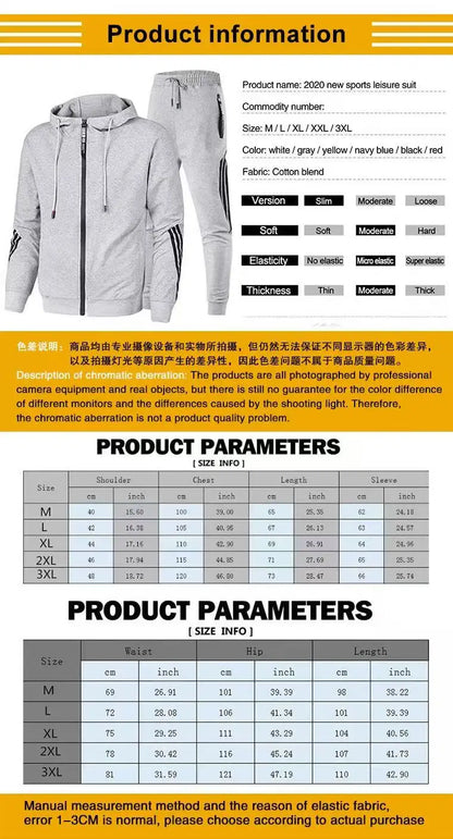 Men's 2026 Fashion Leisure Outdoor Zipper Jacket And Sports Pants Jogging Set Fitness Two-Piece Set for Spring And Autumn