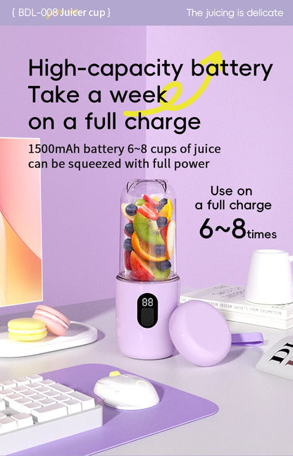 Portable USB Rechargeable Blender - Mini Juicer for Smoothies and Shakes