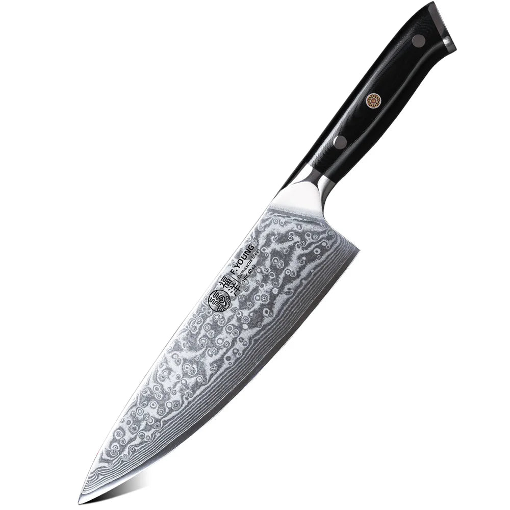 FYOUNG 8-Inch Damascus Chefs Knife - VG10 Super Sharp Kitchen Knife