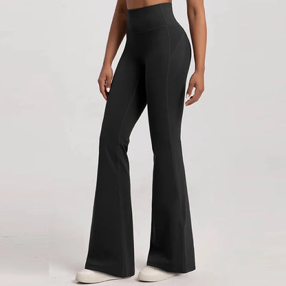 Women's High-Waisted Flared Pants, Elastic Waist, Cinching Hip-Lifting, Casual Yoga Pan for All-Season Exercise and Outdoor Wear