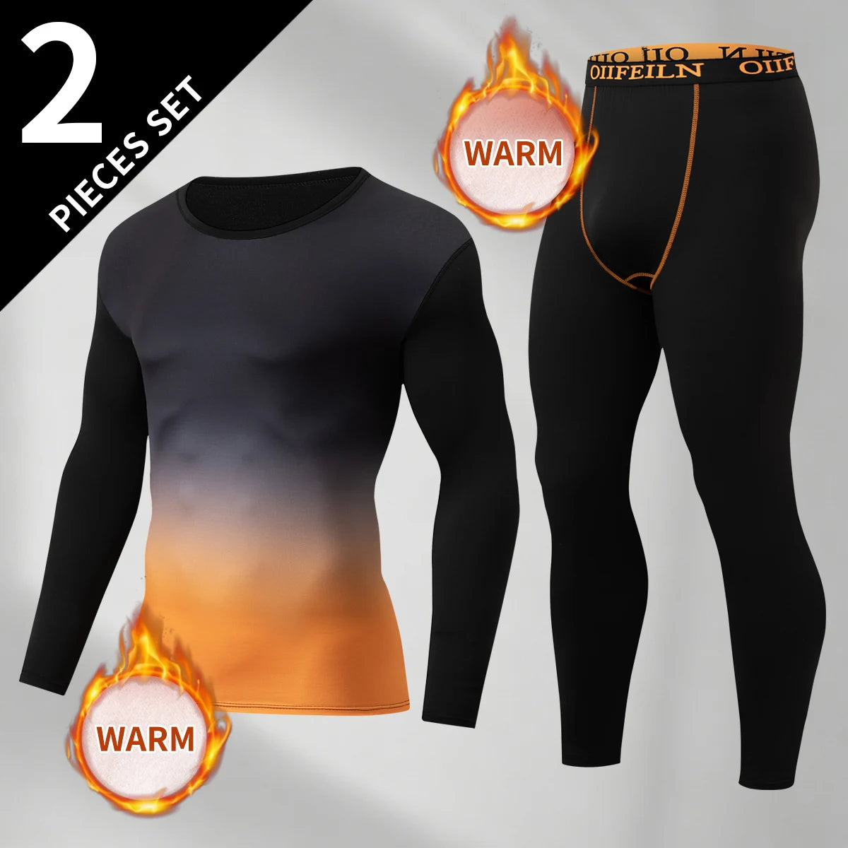 Men's Autumn/Winter Warm Underwear Set Solid Color Multi Color Round Neck Long Sleeve Top Letter Elastic Waist Casual Pants