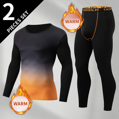 Men's Autumn/Winter Warm Underwear Set Solid Color Multi Color Round Neck Long Sleeve Top Letter Elastic Waist Casual Pants