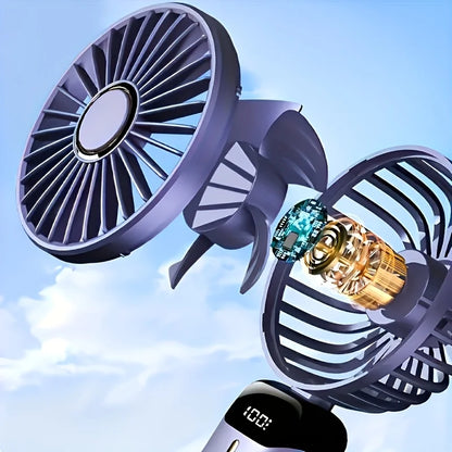 Portable Mini Fan With 6 Speeds LED USB Rechargeable Charging Small Foldable Battery Fans Handheld Desk Bedroom Indoor Outdoor