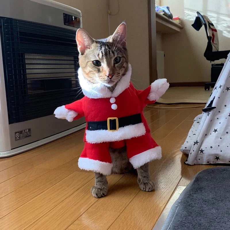 Cute Dog Santa Claus Outfit Christmas Costume for Small Dogs Cats Yorkie Cosplay Clothes Dress Up Jumpsuit Party Gifts Supplies