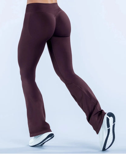 D-logo Vision Flares Women Seamless Gym Yoga Pants High Cross Waist Fashion Sports Leggings Fitness Wide-leg Workout Trousers