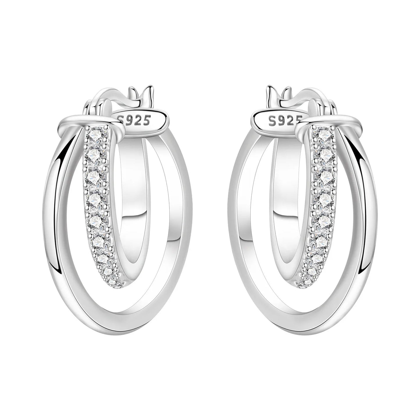Orstarry S925 Sterling Silver Square Chain With Stone Inlaid Earrings Hoop Earrings For Women Jewelry Original Party Trendy Gift