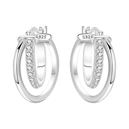 Orstarry S925 Sterling Silver Square Chain With Stone Inlaid Earrings Hoop Earrings For Women Jewelry Original Party Trendy Gift