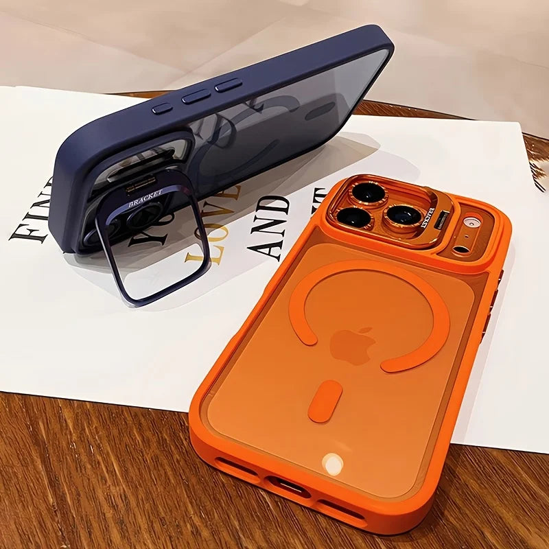 Luxury for Magsafe Magnetic attraction Bracket Case for IPhone 17 16 15 13 12 Pro Max 14 Plus Lens Holder Protection Clear Cover