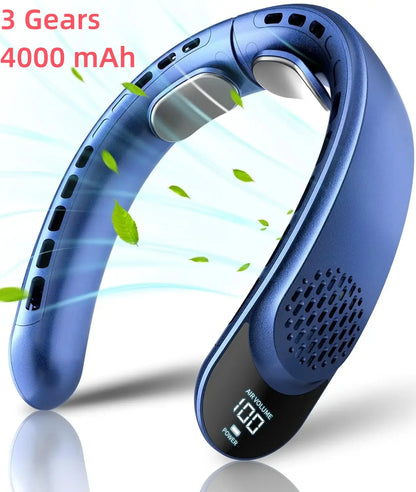 New Quad-Core USB Neck Fan Turbine Vaneless Design Easy Simple Control Carry for Outdoor Portable Portable Summer Gift Wearable