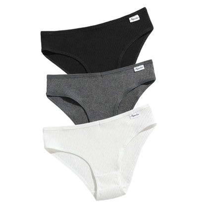3Pcs/Set Cotton Panties Women Solid Color Soft Breathable Briefs Female Underpants Comfort Stretch Sexy Lingerie S-XL