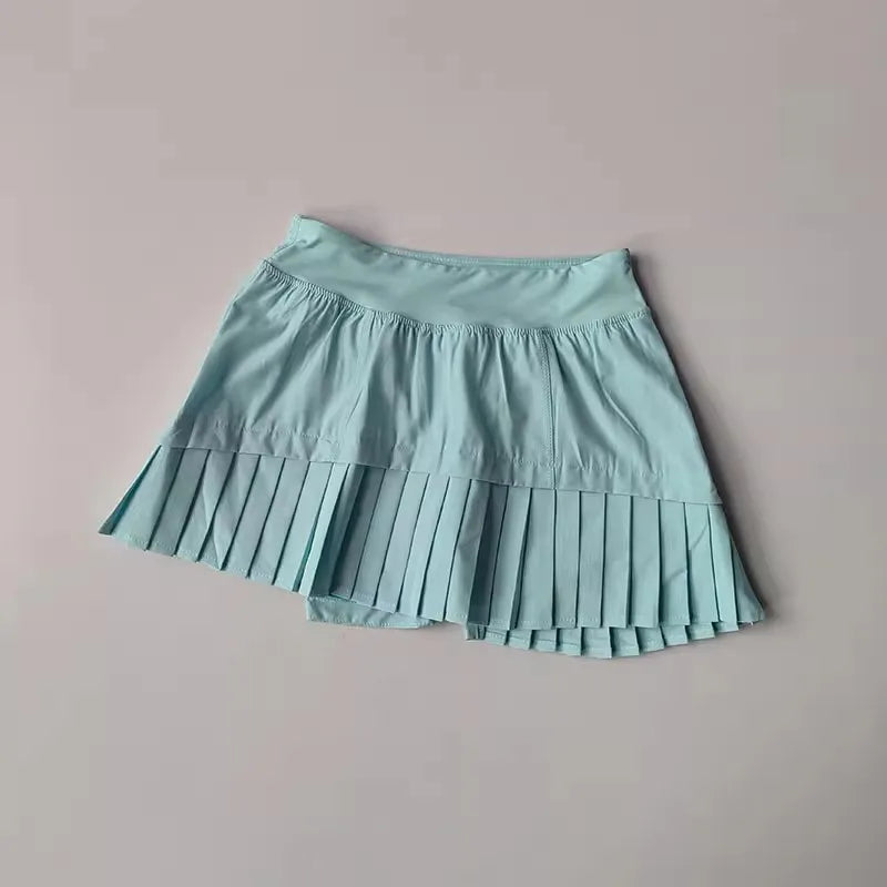 High Waisted Sports Short Skirt Summer New Style Cool Anti Glare Including Lined Shorts Fitness Yoga Quick Drying Pleated Skirt