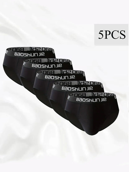 5 Pieces Cotton Men's Underwear Black Comfortable Breathable Simple Fashion Men's Briefs Sports Casual Underwear Combination