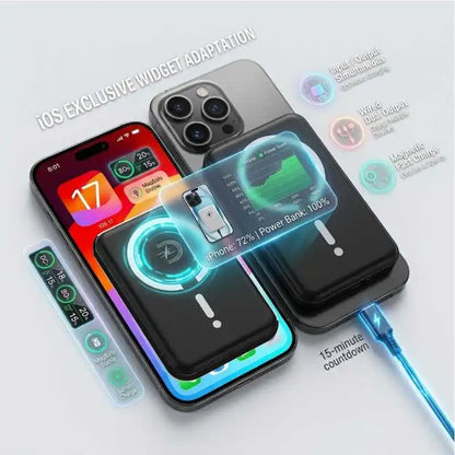 10000mAh Magnetic Wireless Power Bank Ultra Slim PD 20W Fast Charging Portable Charger for IPhone17/16/15/14/13/12/11