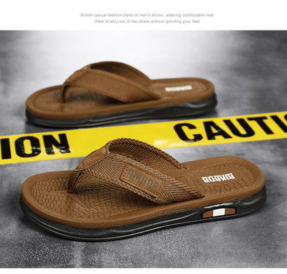 In the summer of 2025, the new flip-flops for men are designed to wear on the outside. They are anti-slip, pinch-toe, soft-soled