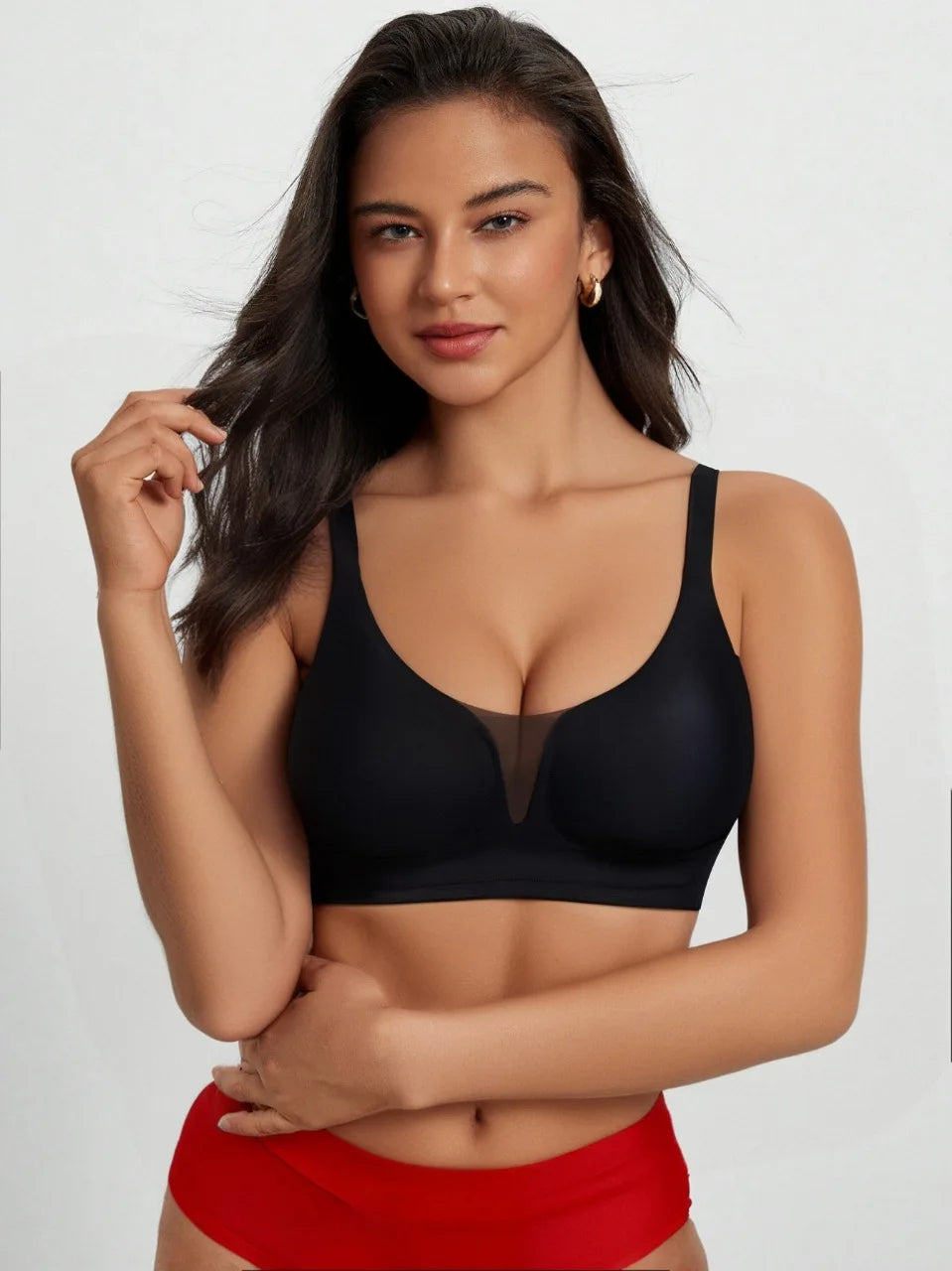 Plus Size Push Up Bra - Wireless Seamless Women Bra with Rear Hook & Beauty Back