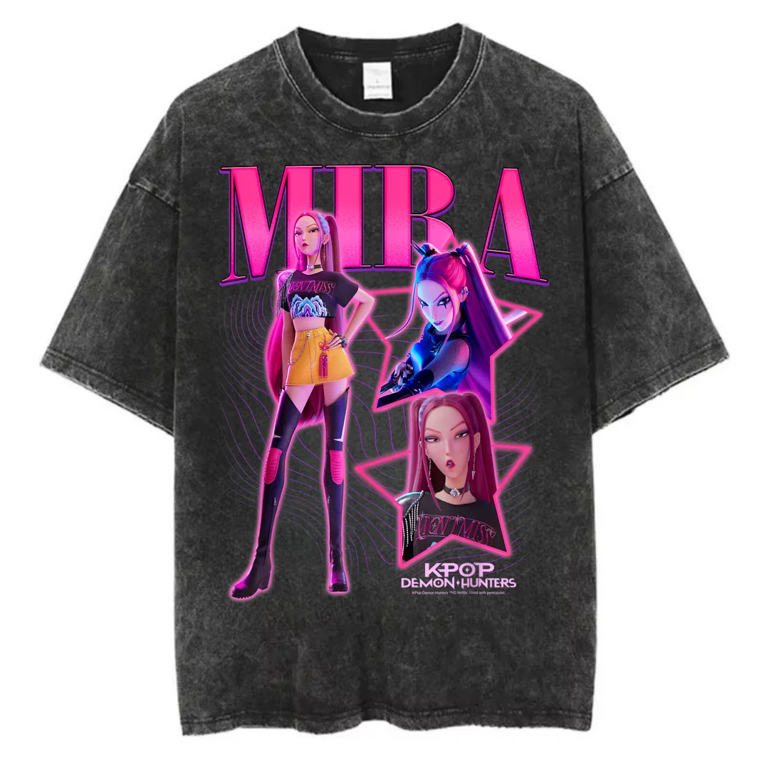 Kpop Anime T Shirt - Oversized Vintage Cotton Knit Tee | Breathable Casual Top