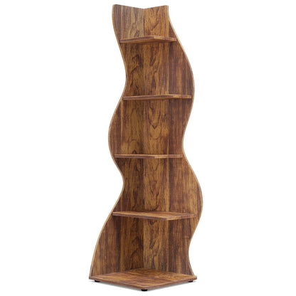 Corner Bookshelf - Modern 5-Tier Shelf | Stylish Wooden Storage Rack
