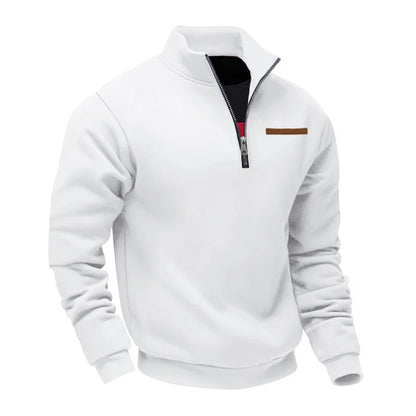 American autumn and winter heavy fleece long-sleeved men's sweater half zipper loose stand-up collar pullover men's sweater