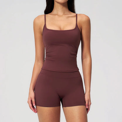 Summer Yoga Set 2 Pieces Women Tracksuit Workout Clothes Sports Outfits High Waist Shorts Fitness Sports Suit Female Gym Clothes