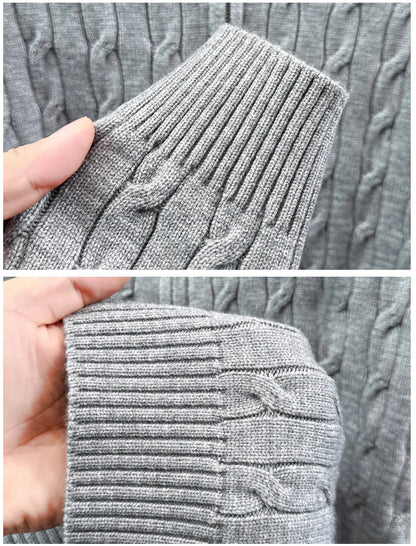 High end luxury brand zipper sweater men's designer new fashion classic Paul Pony embroidery winter warm plush knitted pullover