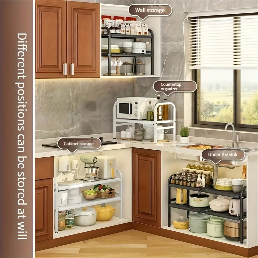 Expandable Under-Sink Organizer Set - Multi-Use Storage Rack for Kitchen  Bathroom - ZOOMNSTORE