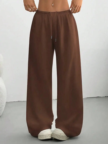 Ladies' Casual Wide Leg Jogging Pants, Drawstring Elastic Waistband, Comfortable Loose Fit, Spring/Summer/Autumn Styles