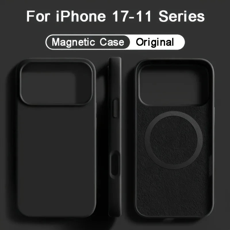 For Magsafe Magnetic Liquid Silicone Case For iPhone 17 16 15 14 13 Pro Max 17Pro Air 16Pro Wireless Charge Soft Cases Cover