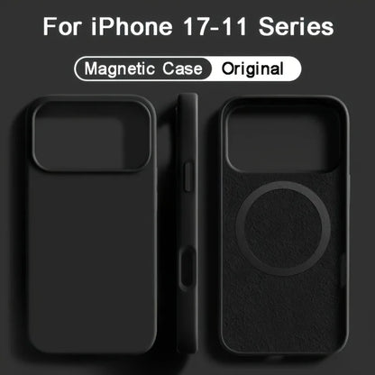 For Magsafe Magnetic Liquid Silicone Case For iPhone 17 16 15 14 13 Pro Max 17Pro Air 16Pro Wireless Charge Soft Cases Cover